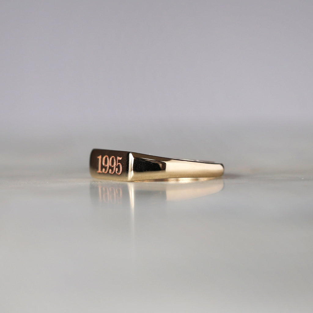 milestone bar signet ring side yellow gold