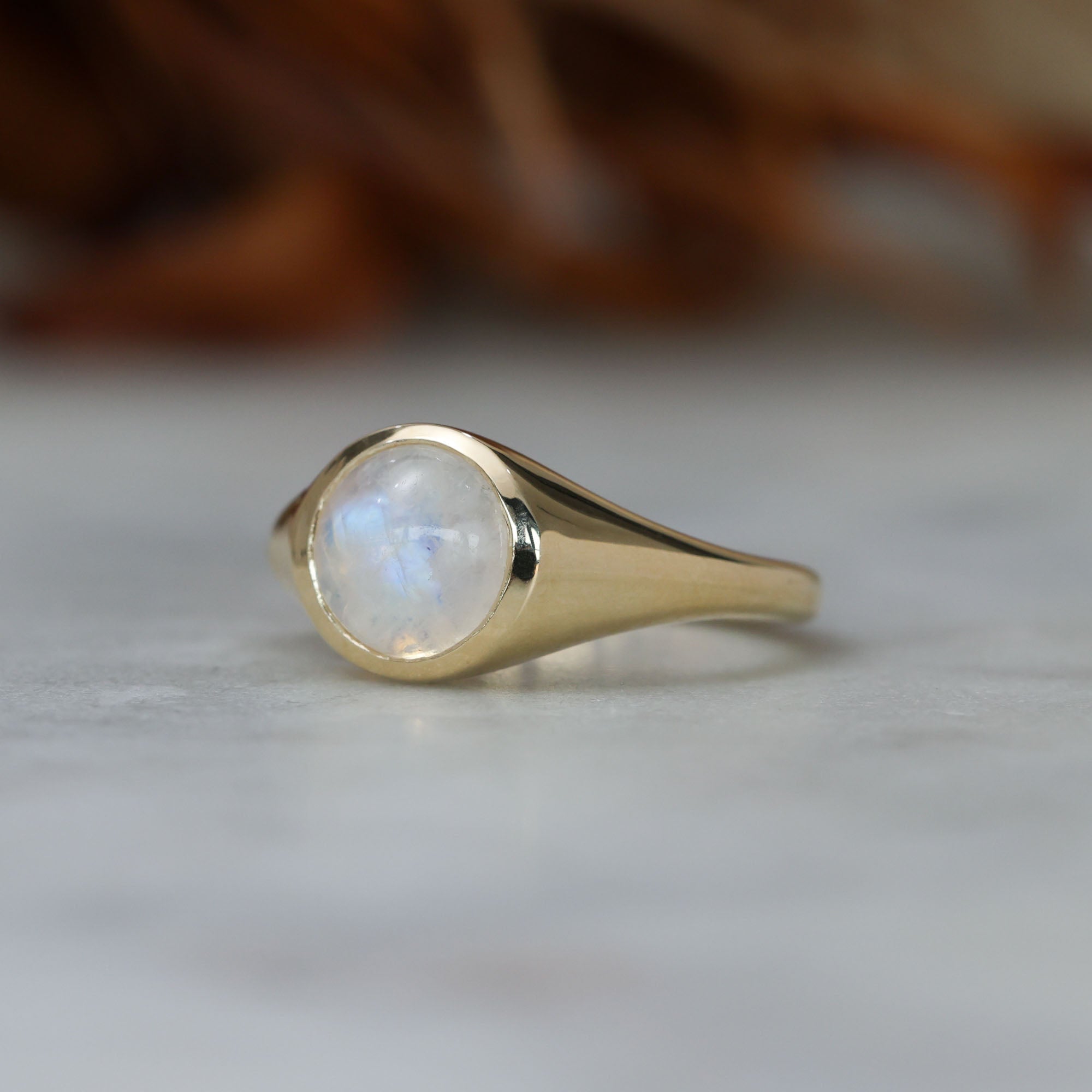 moonstone bezel cabochon ring