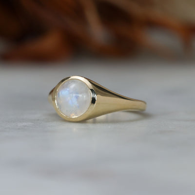 moonstone bezel cabochon ring