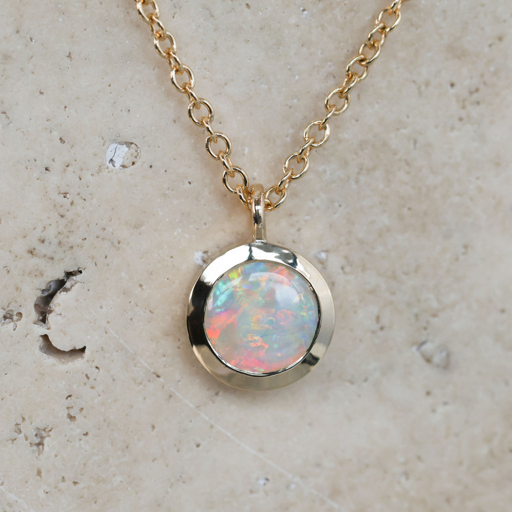 6.94mm ROUND OPAL | BEZEL SET NECKLACE
