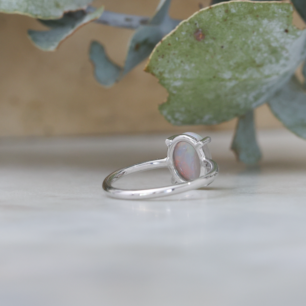 oval cut Australian opal ring