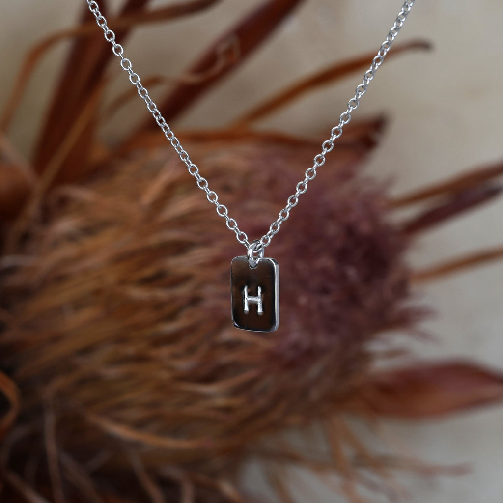personal initial tablet necklace