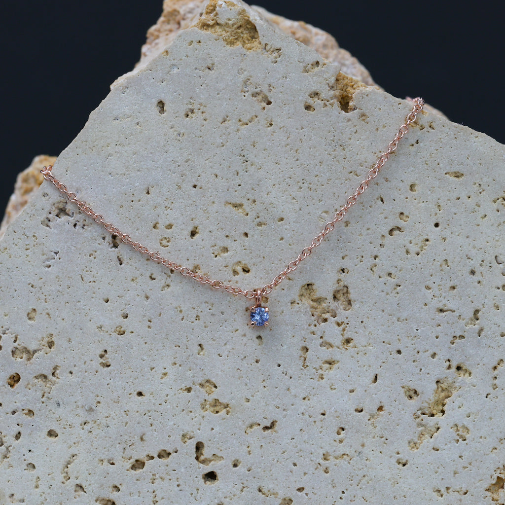 petite montana sapphire necklace rose gold
