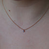 petite montana sapphire necklace on neck