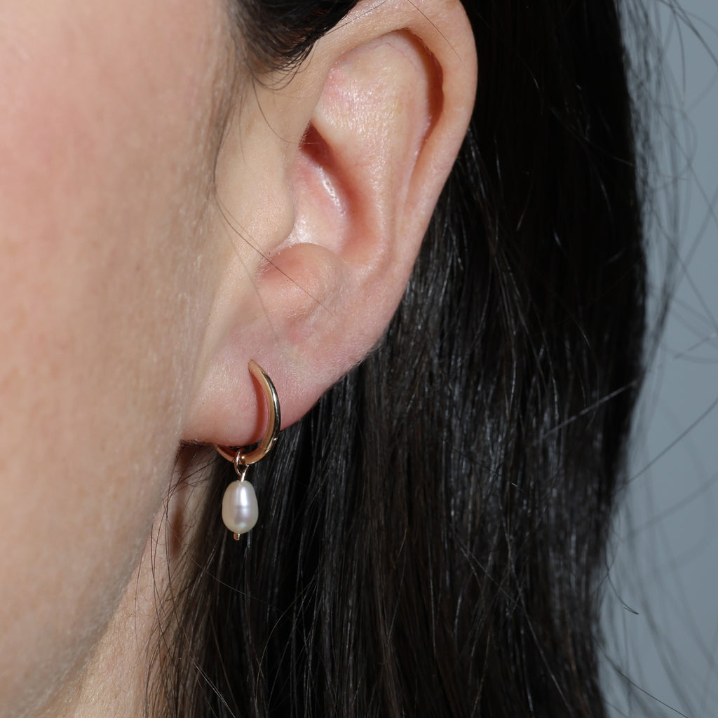 petite pearl hoop earrings