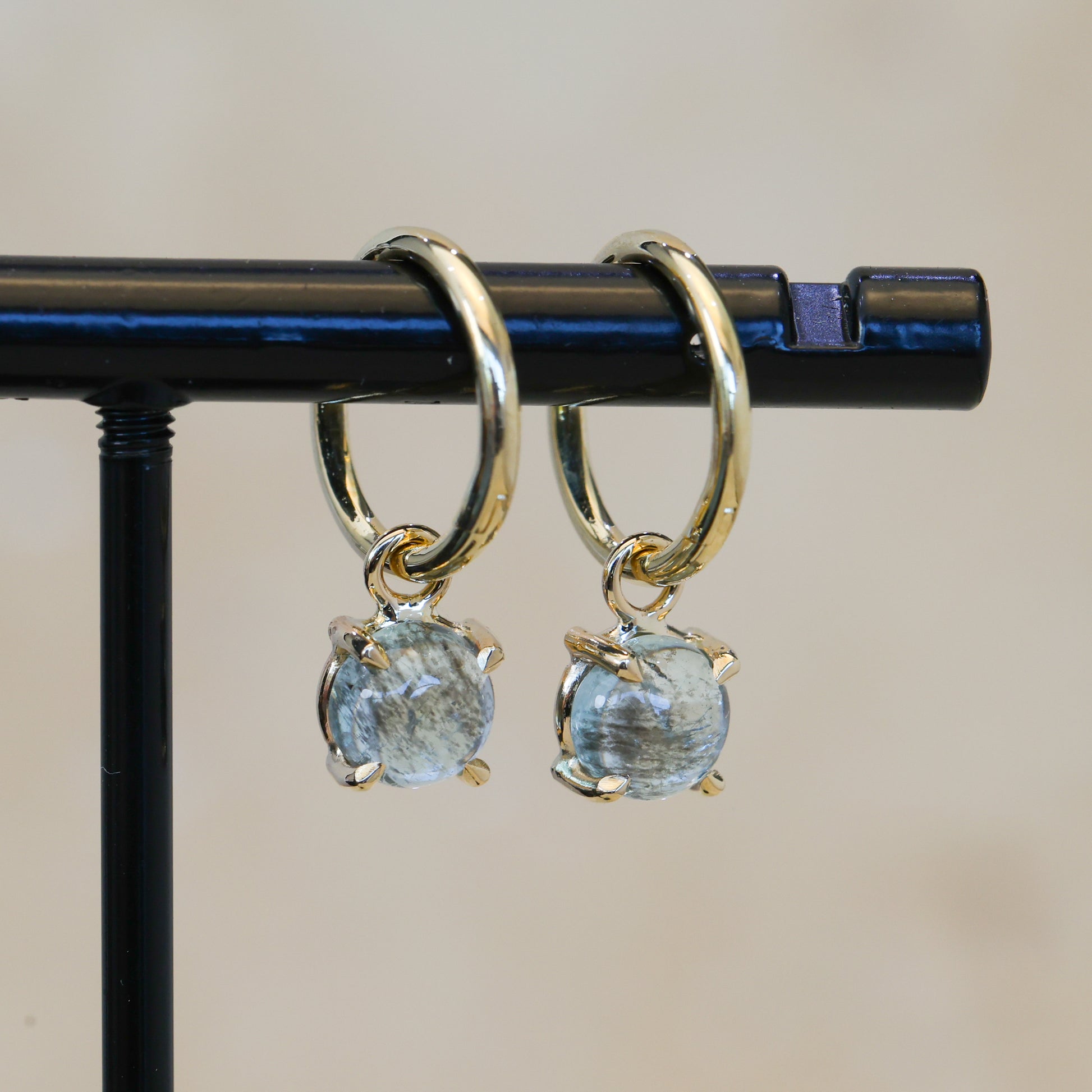rutile aquamarine hoop earrings