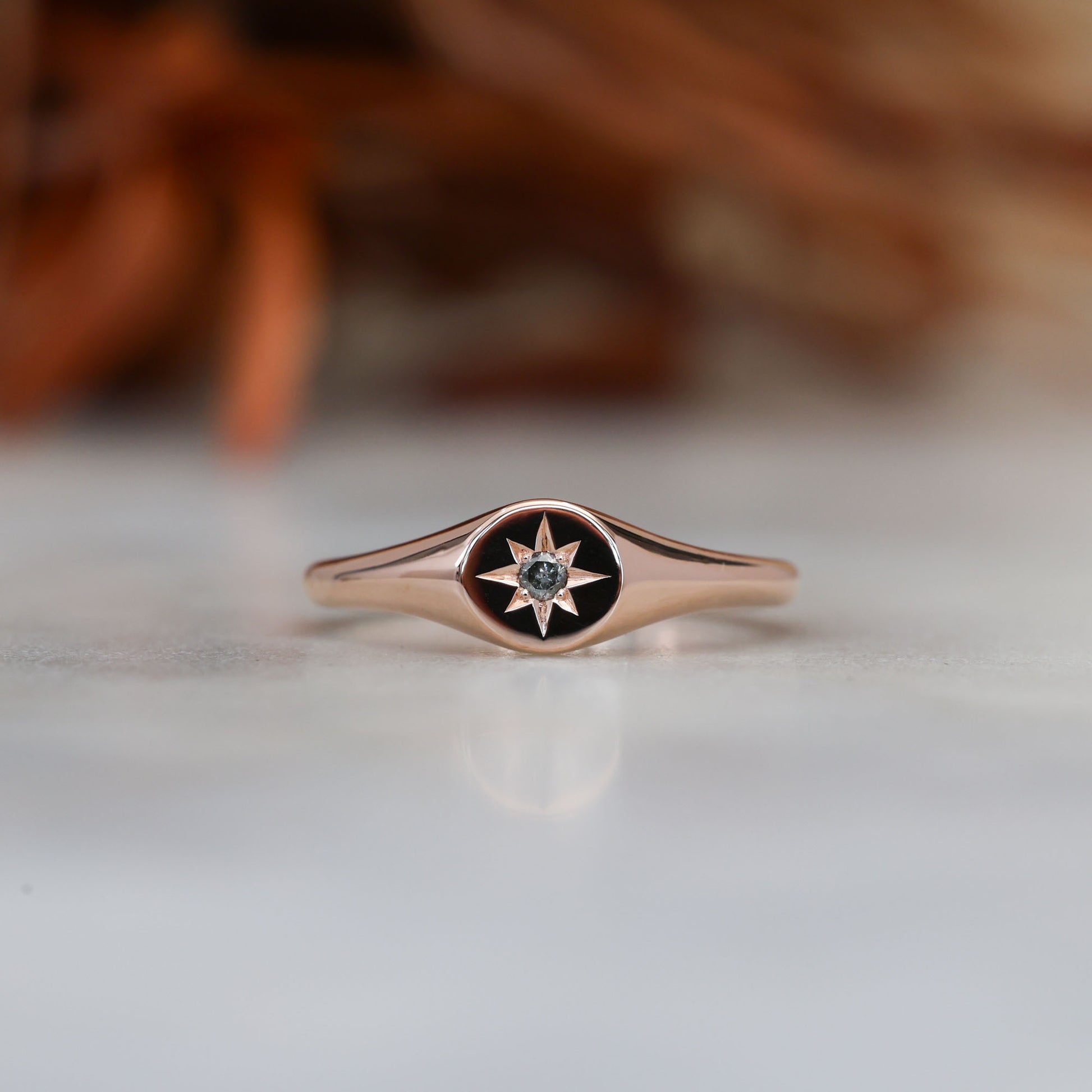 salt and pepper diamond signet ring