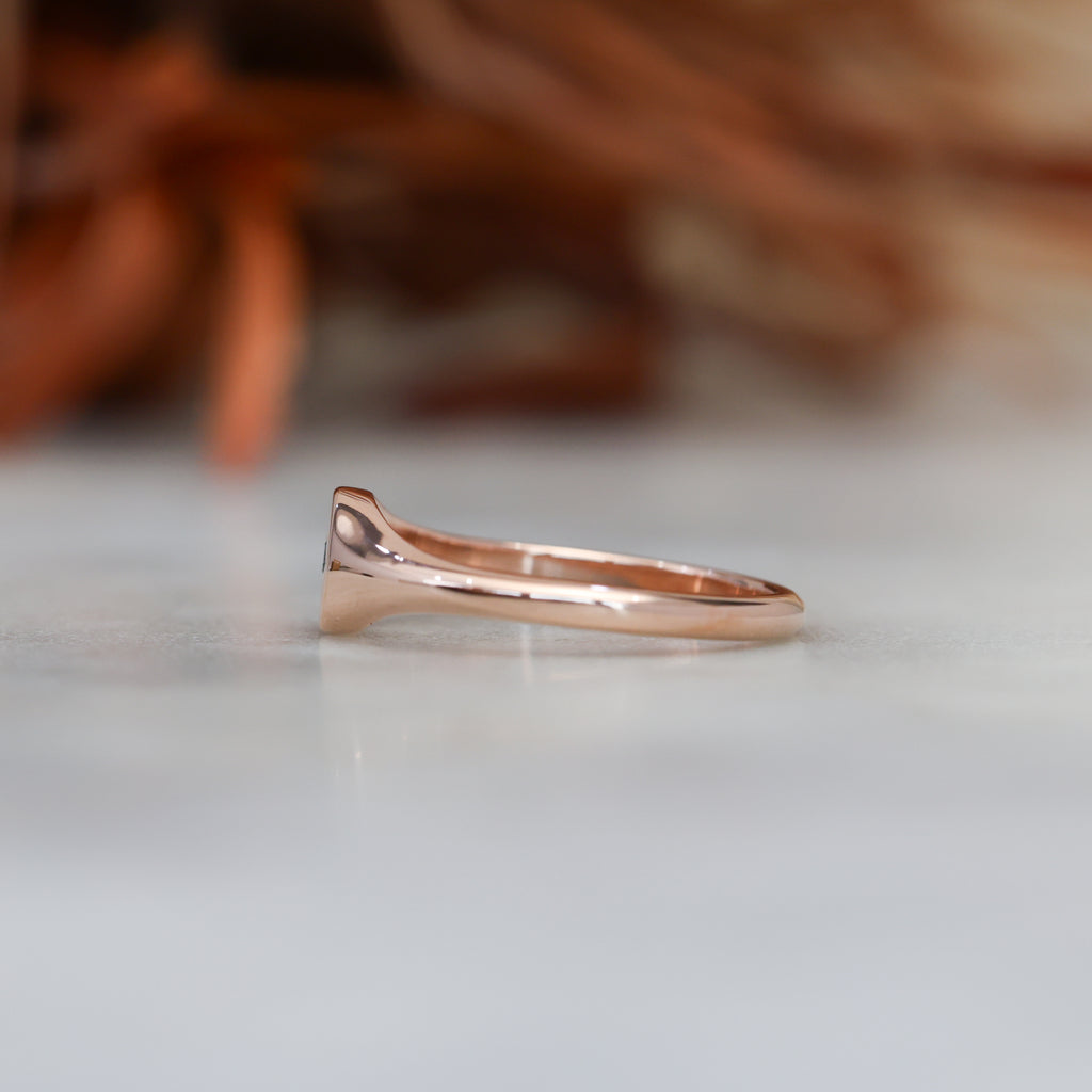 salt and pepper diamond signet ring side