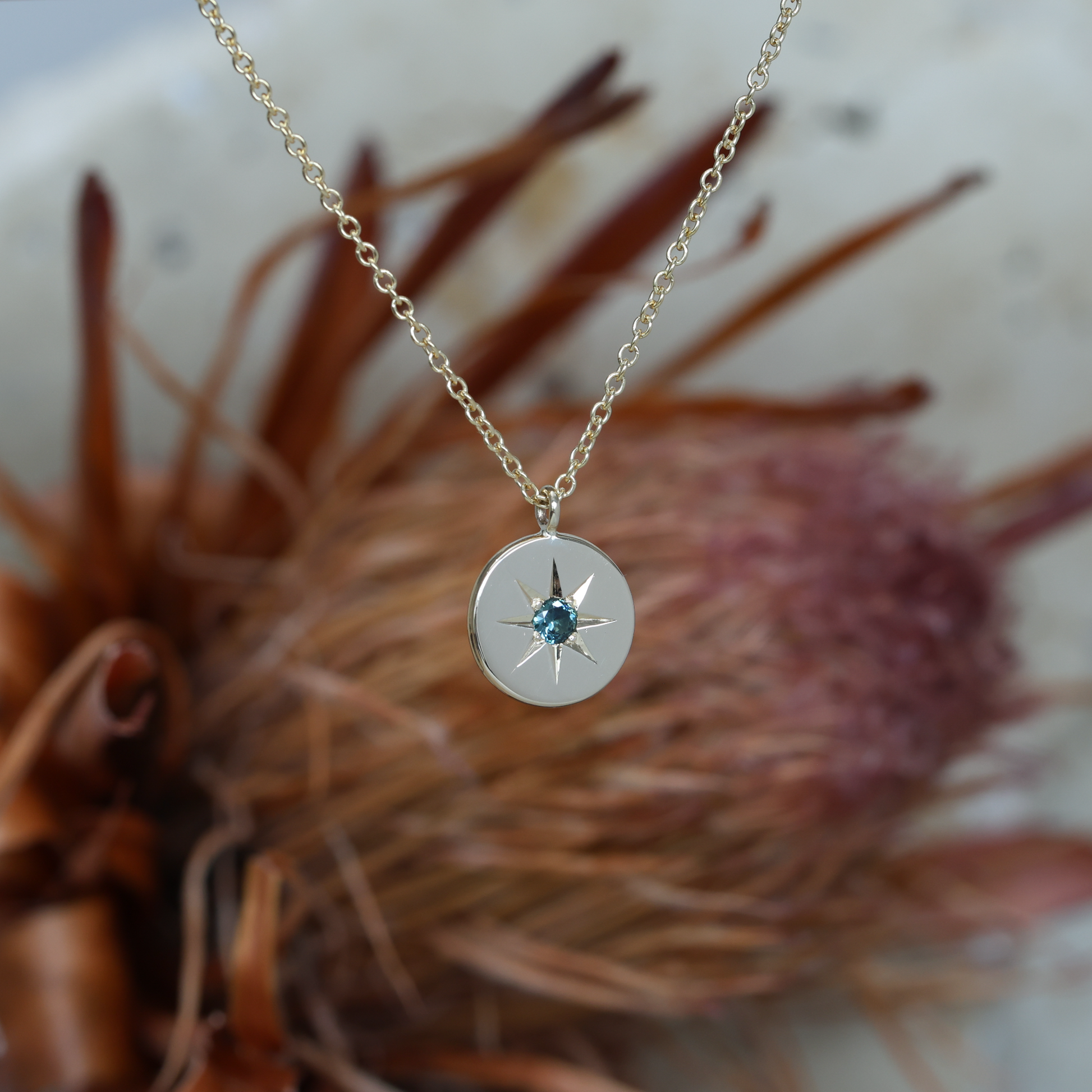 star set Australian Sapphire medallion necklace