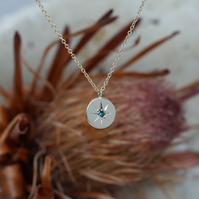 star set Sapphire medallion necklace