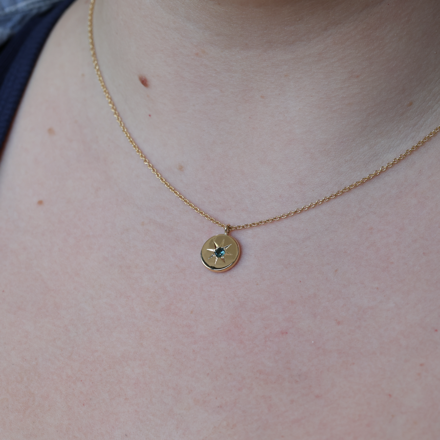 star set Sapphire medallion necklace