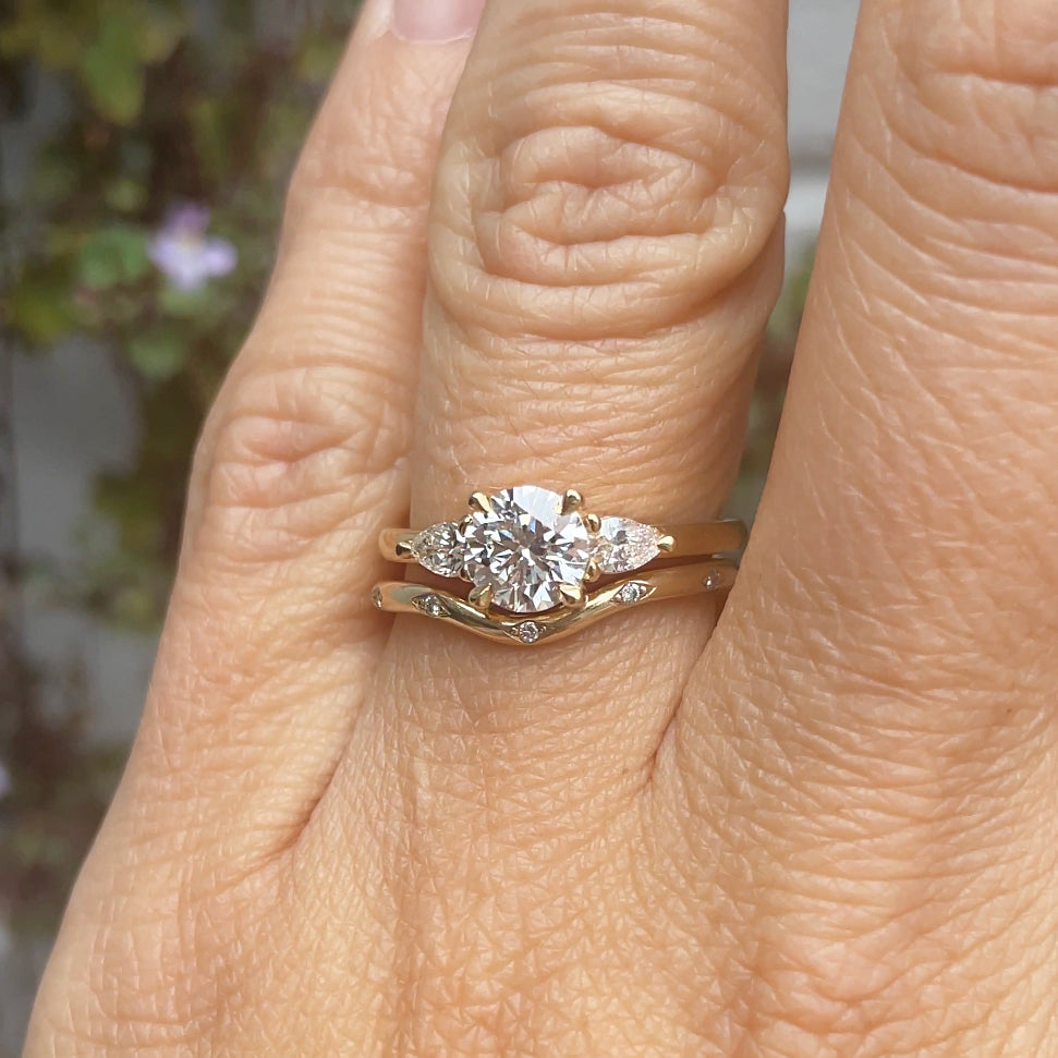 stardust diamond wedding band with engagement ring