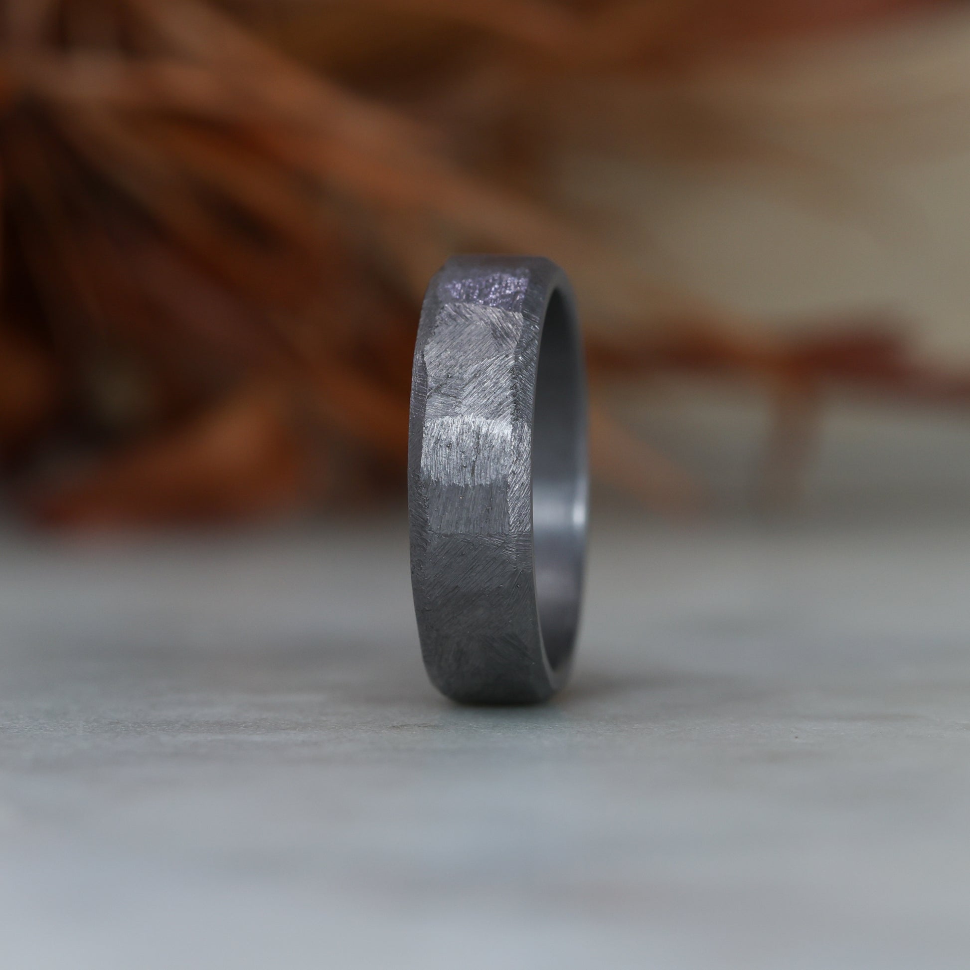 tantalum bevelled edge textured wedding band