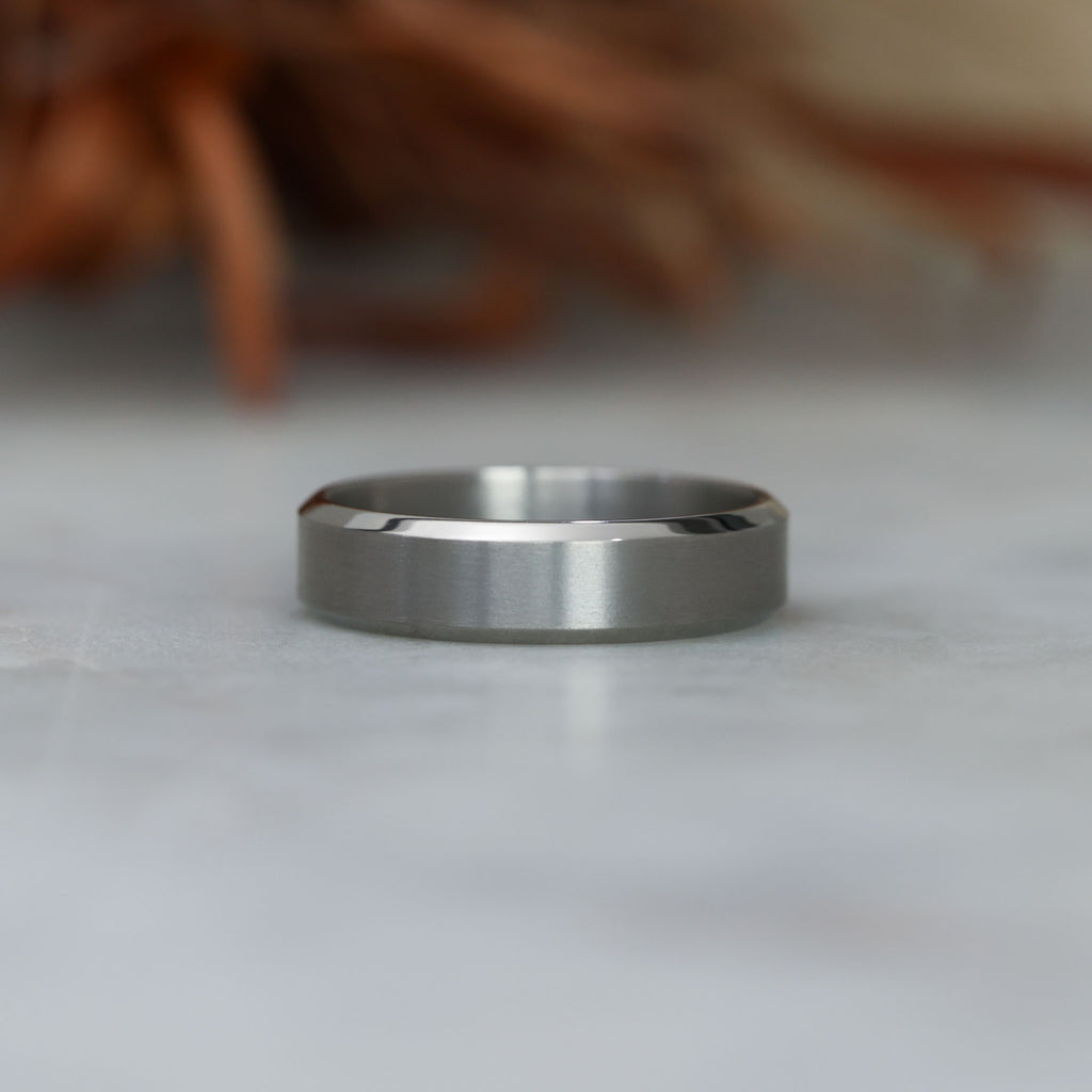 titanium bevelled edge wedding band