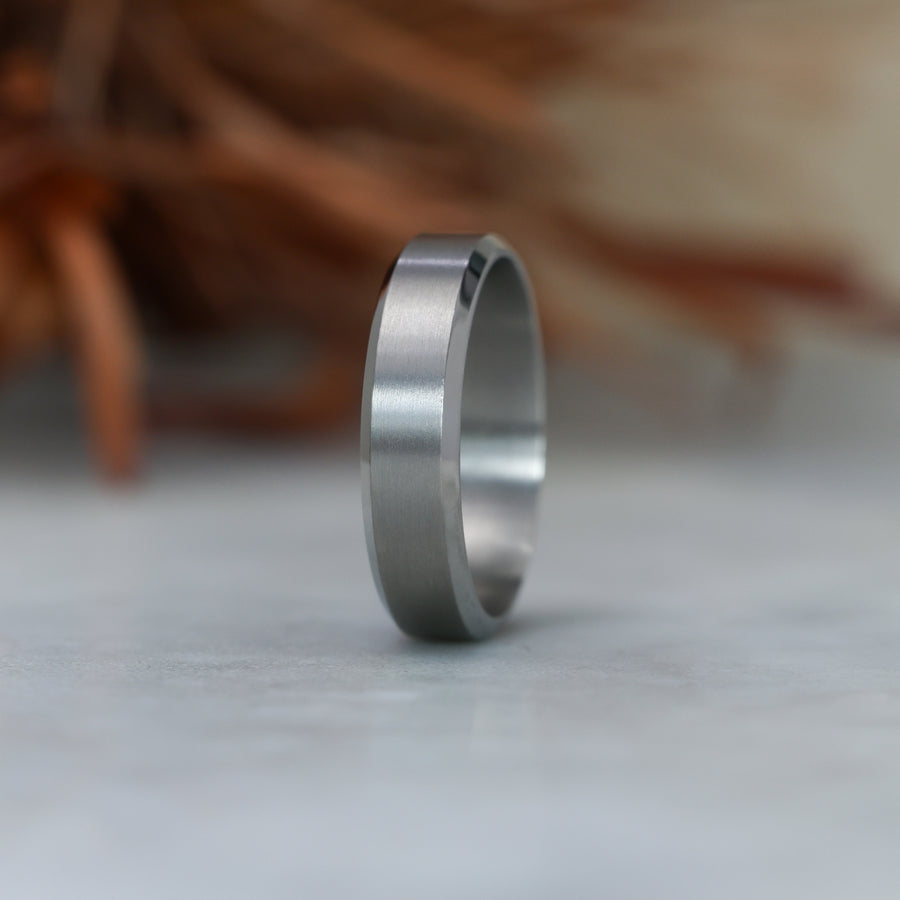 titanium bevelled edge wedding band