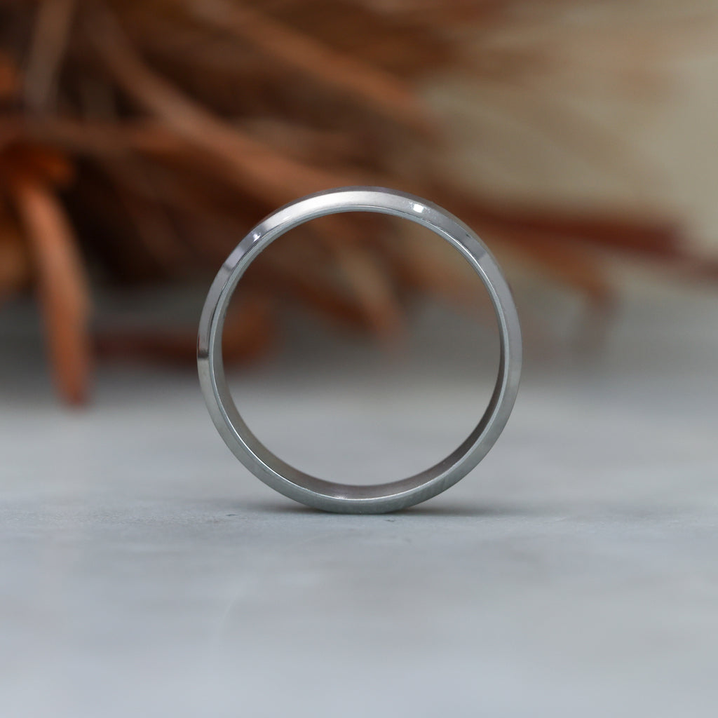 titanium bevelled edge wedding band side