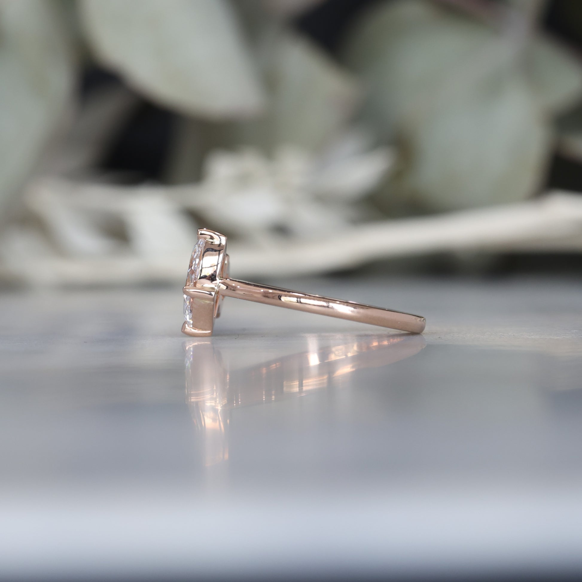 1.20ct pink sapphire and 1.00ct marquise lab diamond toi et moi ring