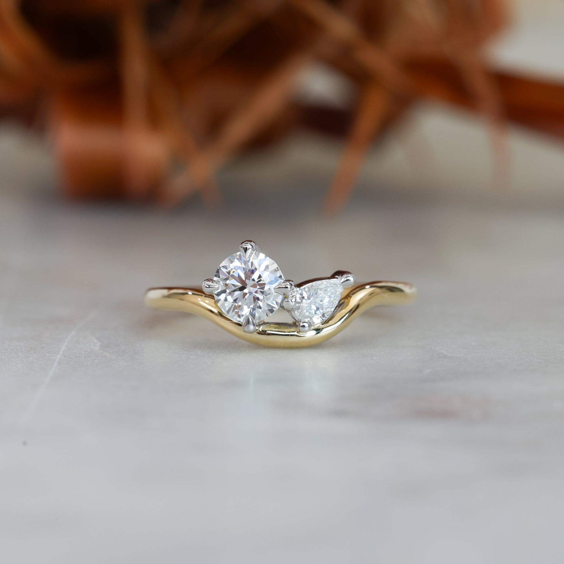 TOI ET MOI | 0.50CT ROUND & PEAR CUT DIAMOND ENGAGEMENT RING