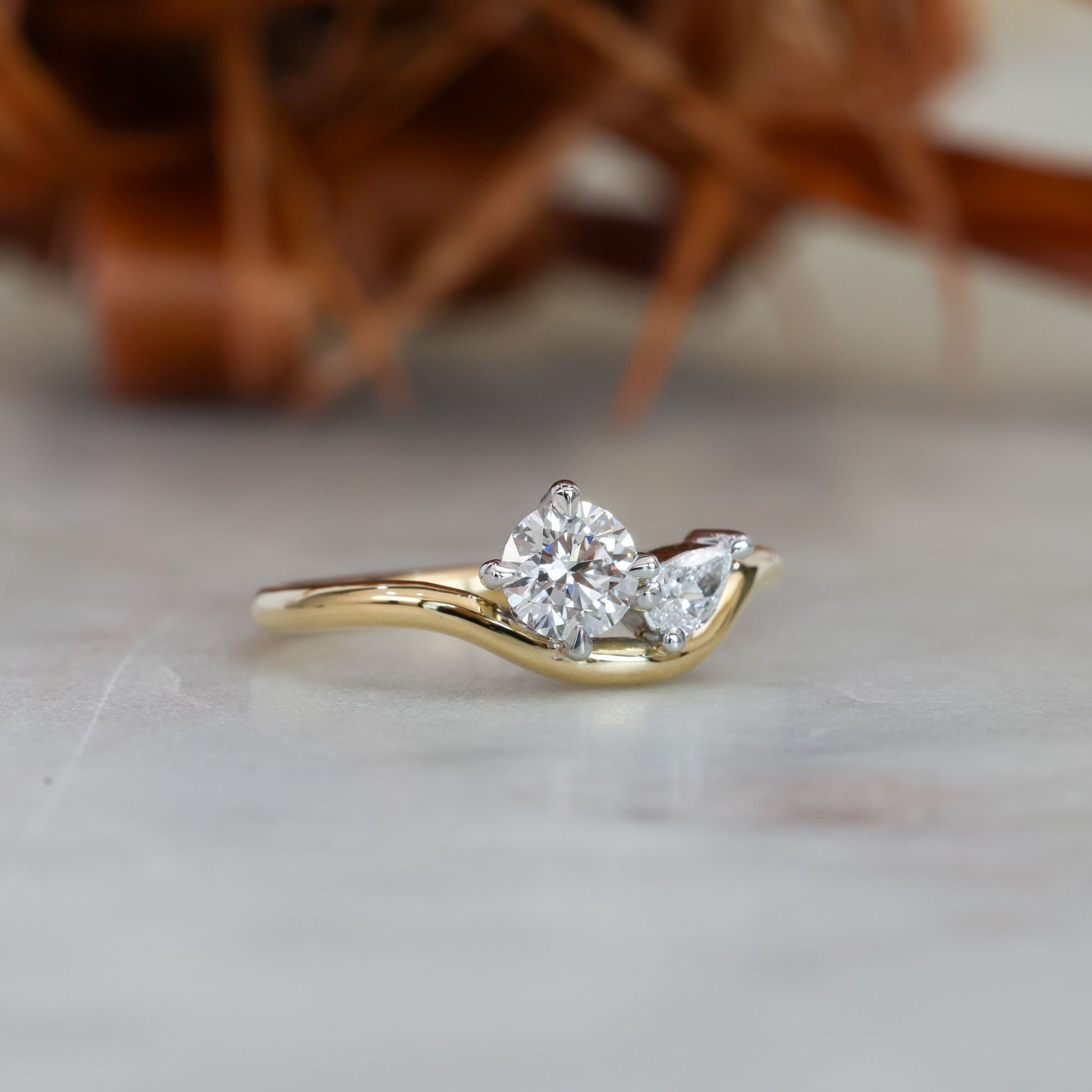 TOI ET MOI | 0.50CT ROUND & PEAR CUT DIAMOND ENGAGEMENT RING