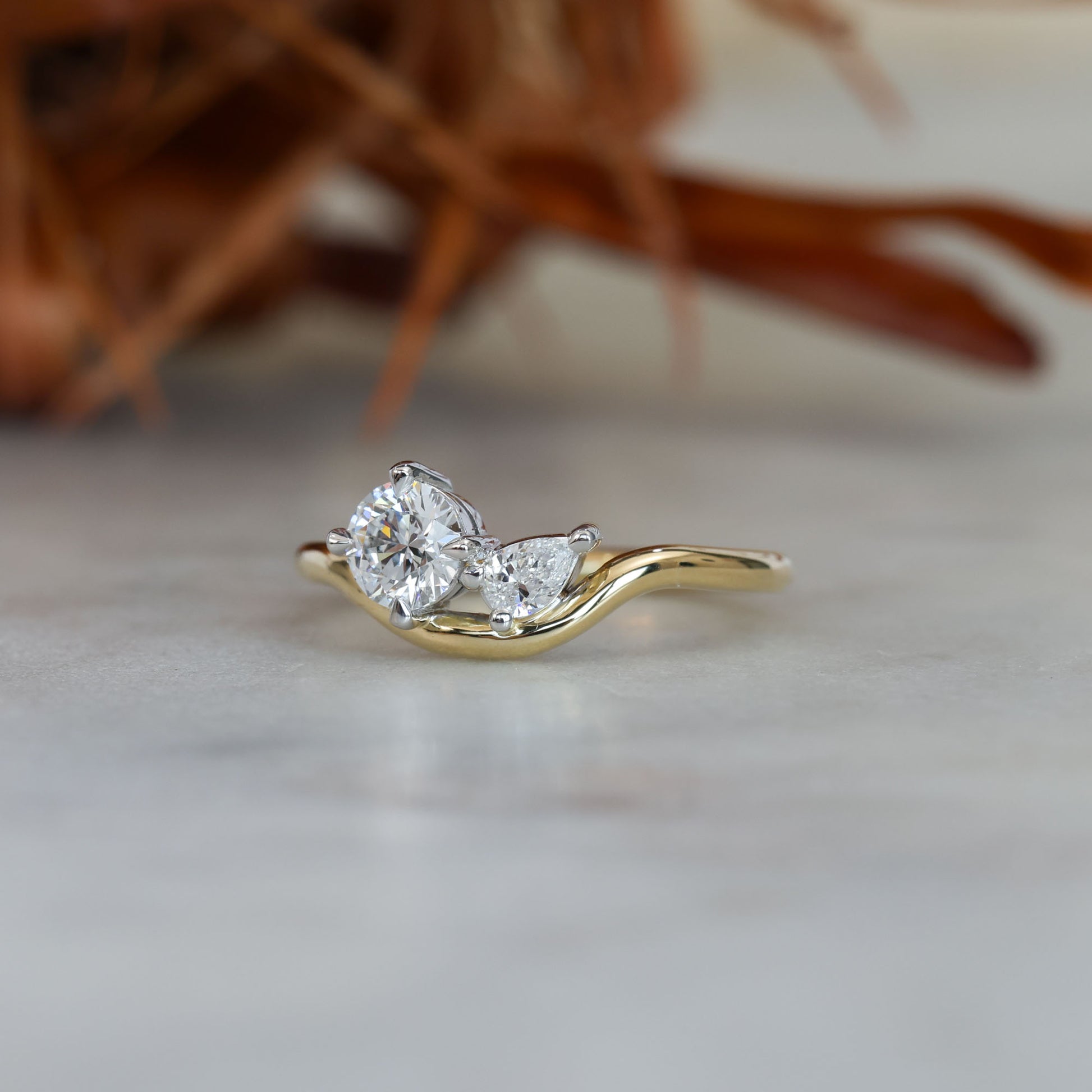 TOI ET MOI | 0.50CT ROUND & PEAR CUT DIAMOND ENGAGEMENT RING