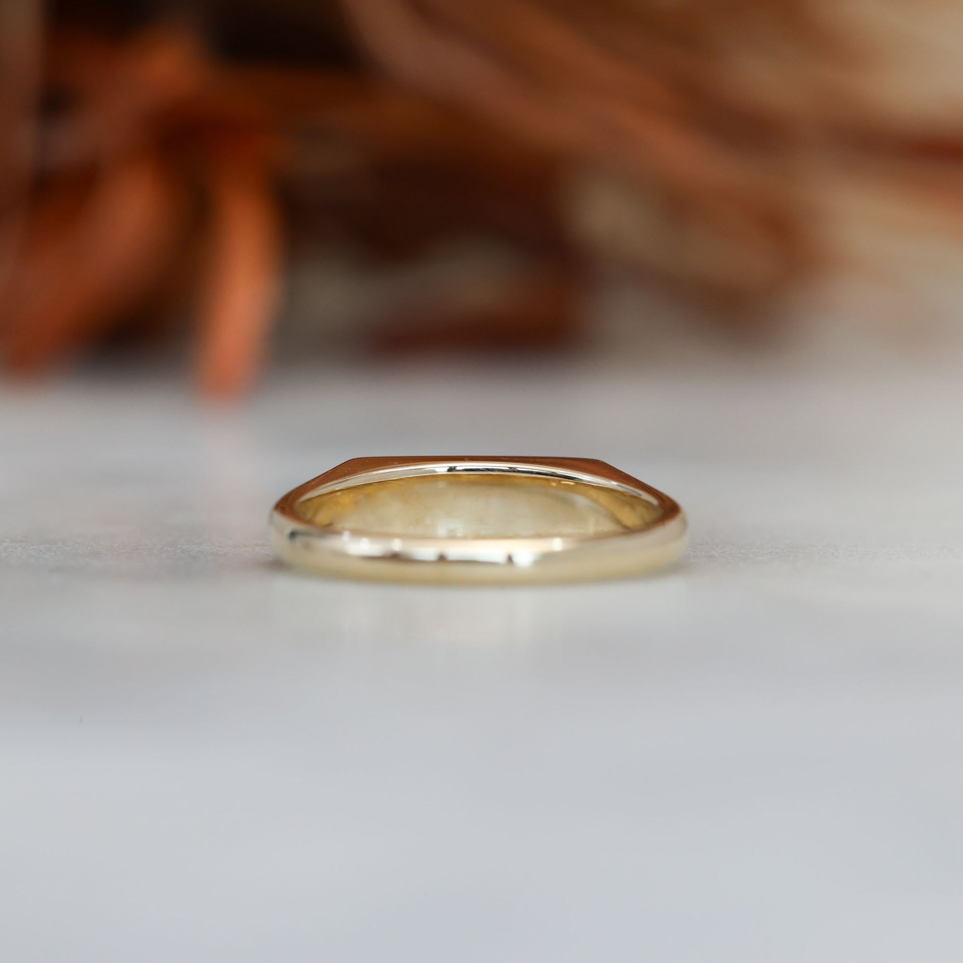 two star and champagne diamond bar signet ring