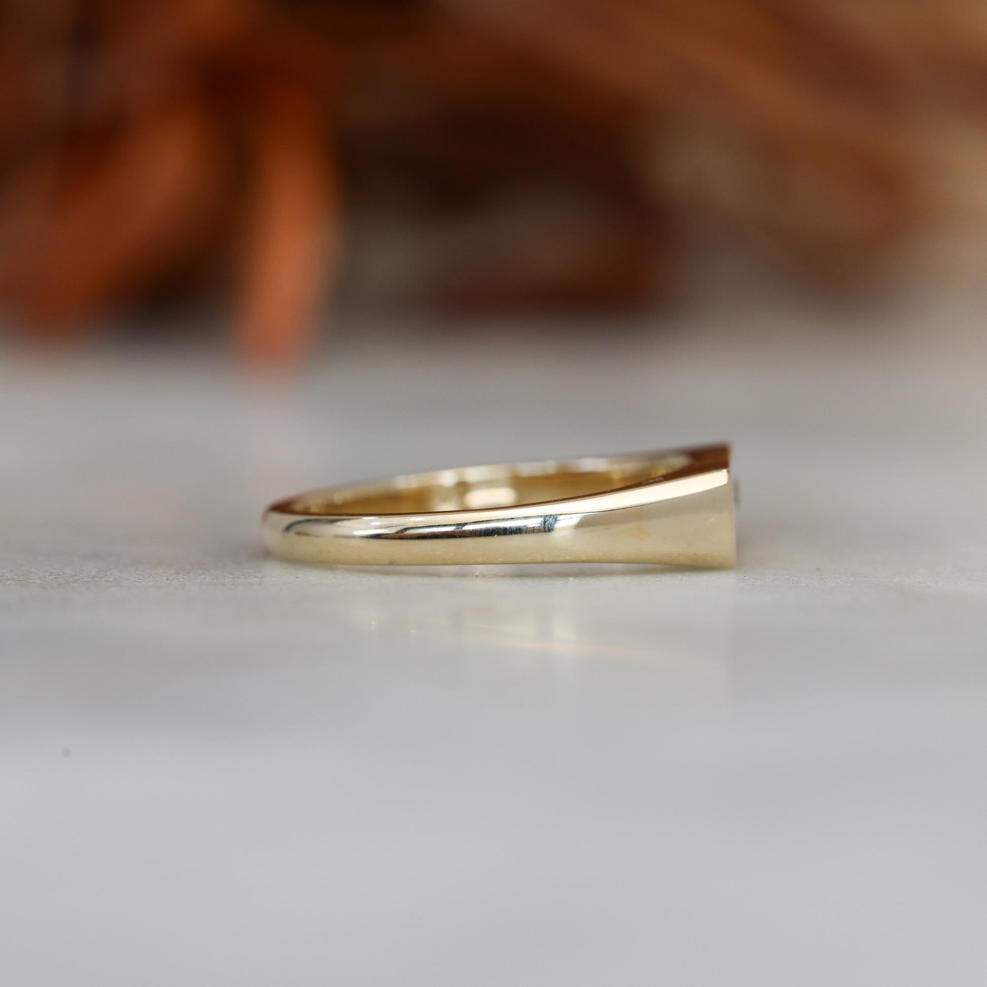 two star and champagne diamond bar signet ring