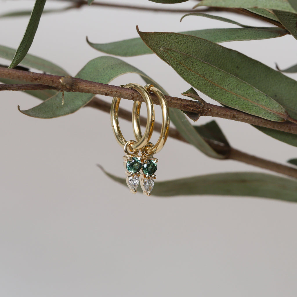 two stone drop earrings diamonds and australian sapphire