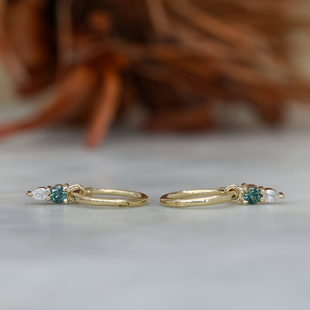 two stone drop earrings diamonds and australian sapphire
