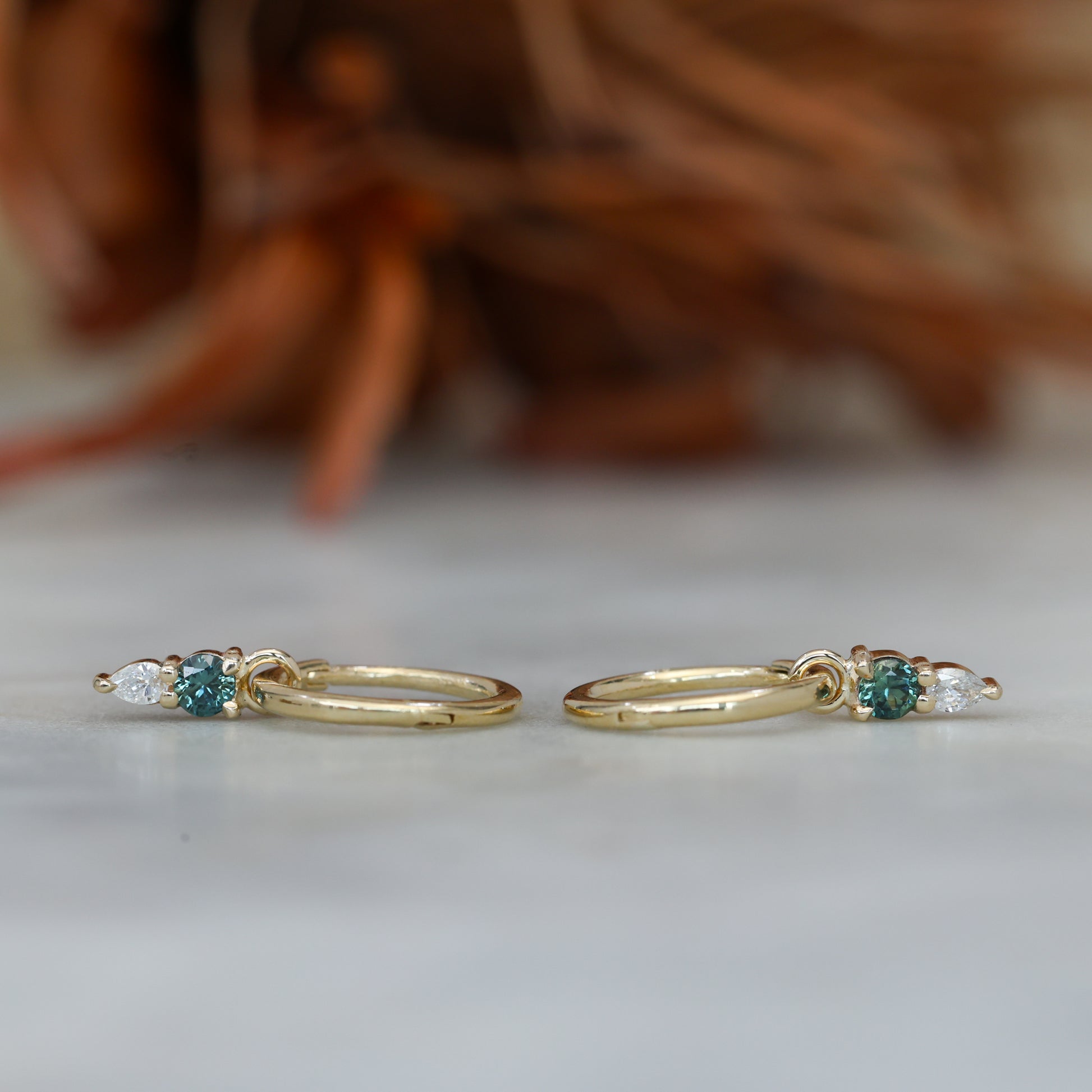 two stone drop earrings diamonds and australian sapphire