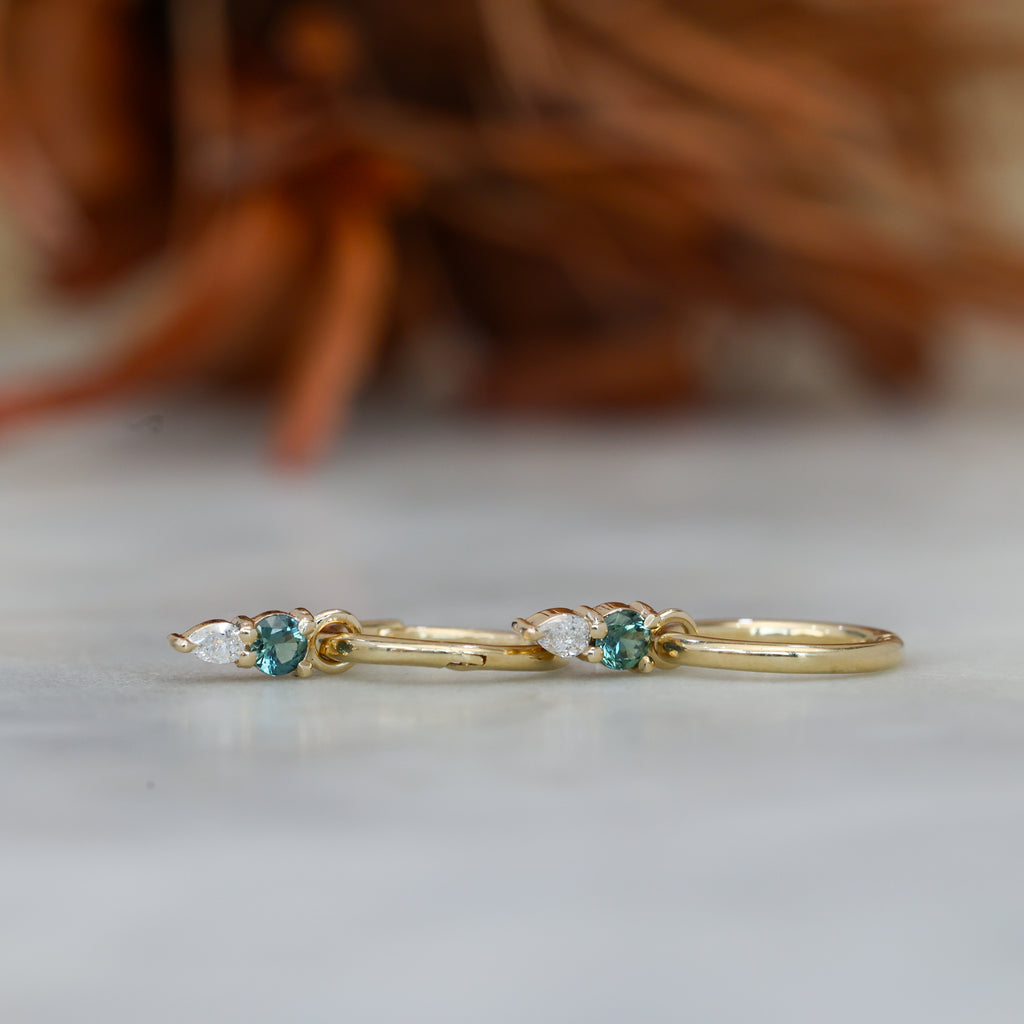two stone drop earrings diamonds and australian sapphire