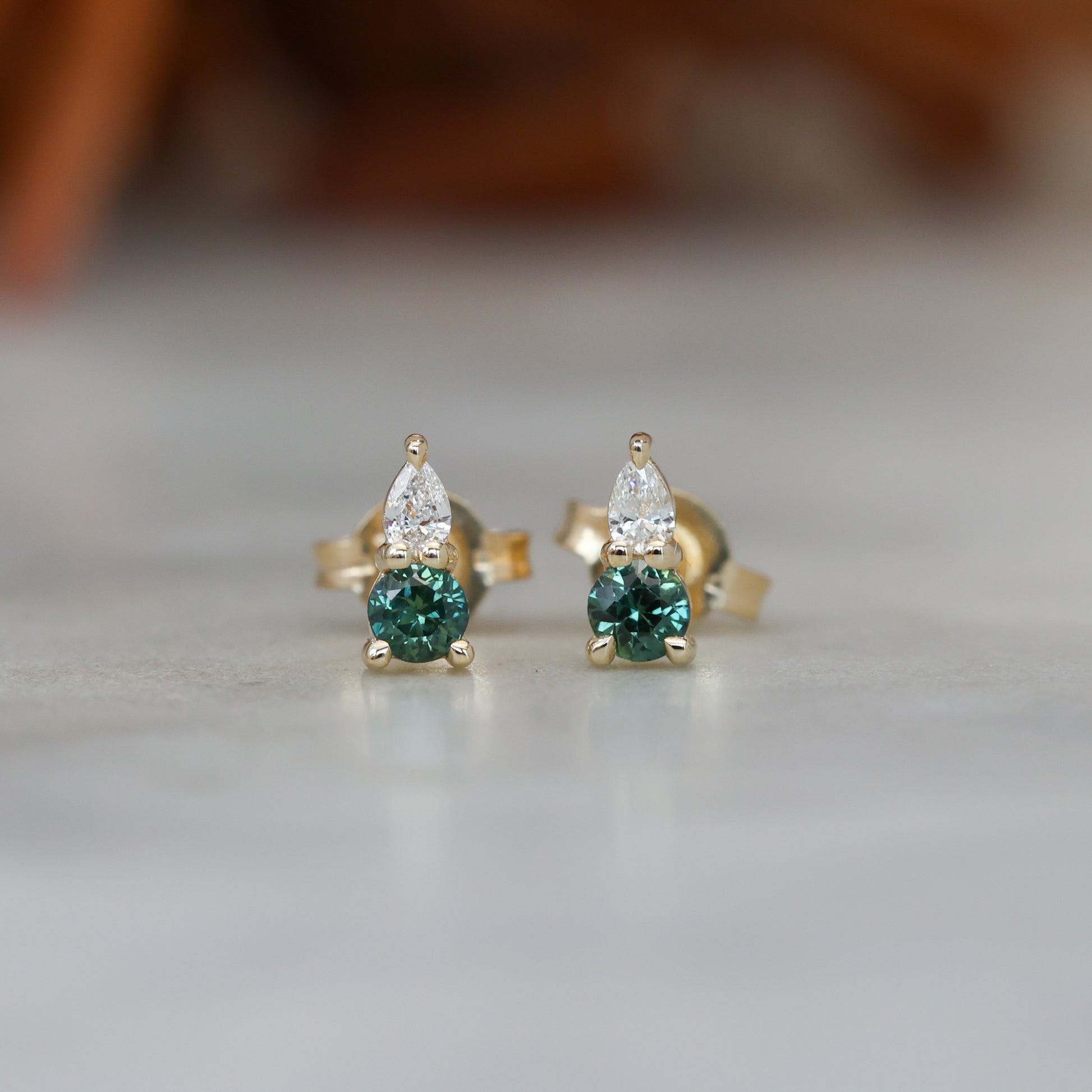 two stone stacked earring diamond australian sapphire