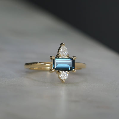 0.80ct Australian Parti Sapphire & Diamond Trio engagement ring