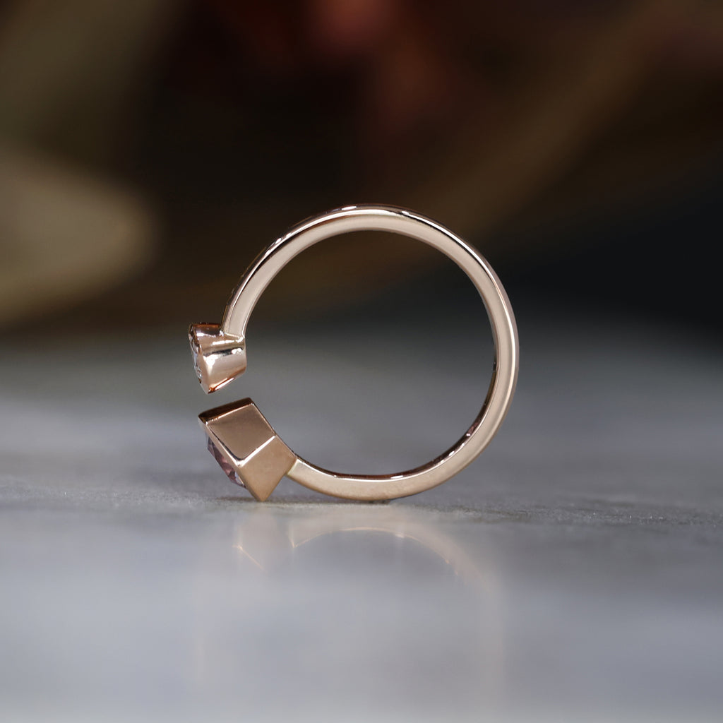 Lilac Hexagon and Pear Diamond engagement Ring