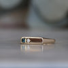 yellow gold Diamond and Sapphire bar signet ring