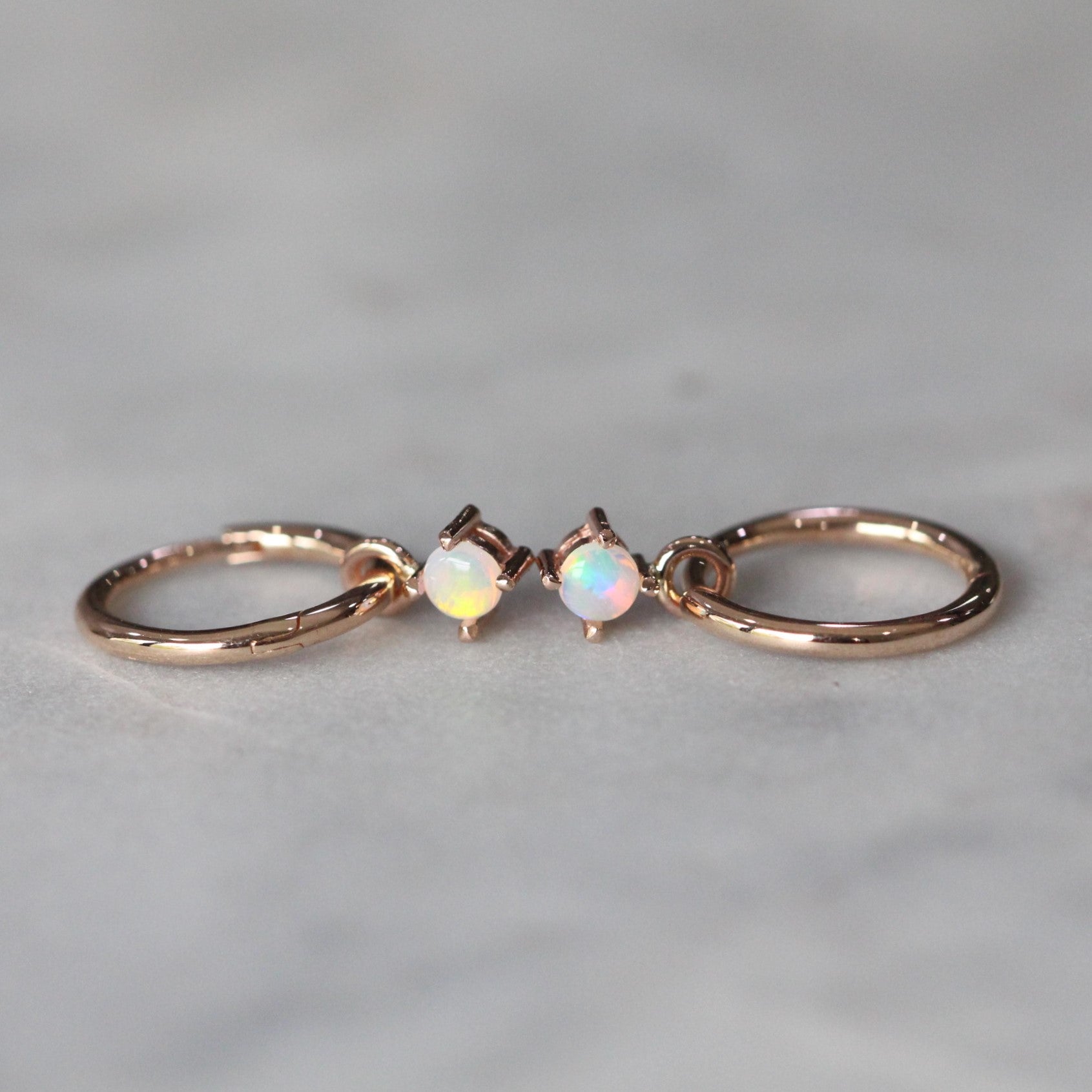 Australian opal mini hoop earrings