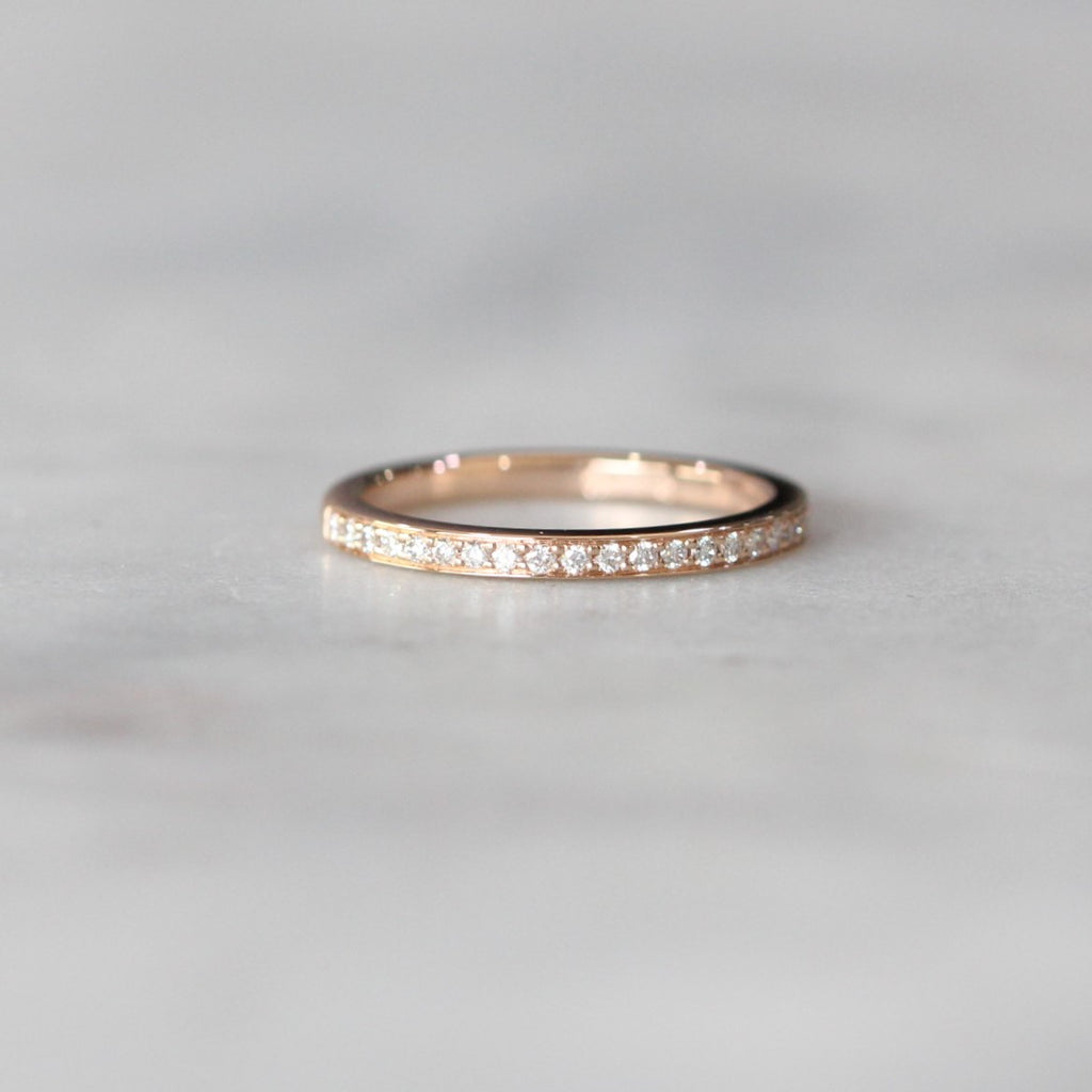  Diamond Bead set wedding band rose gold