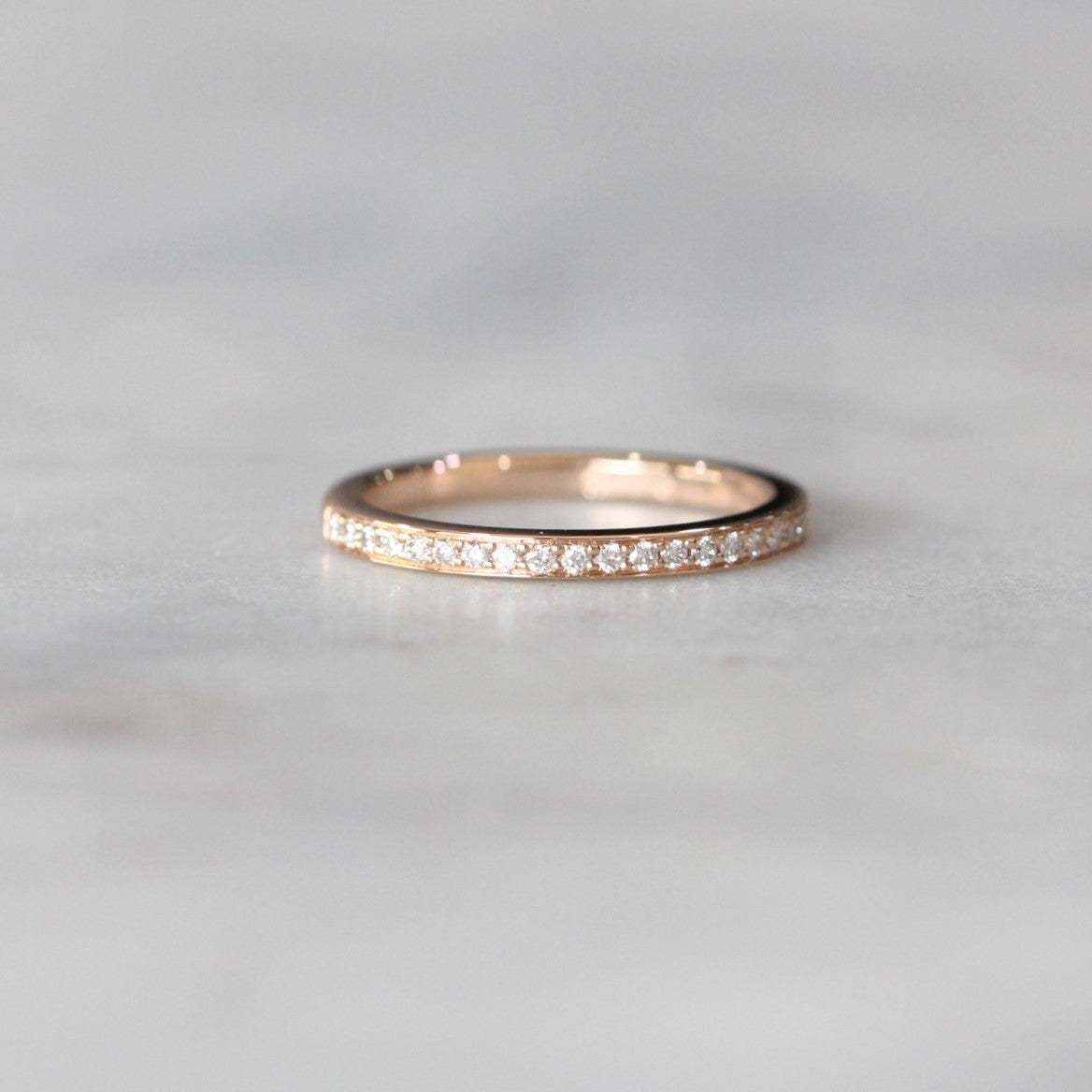  Diamond Bead set wedding band rose gold