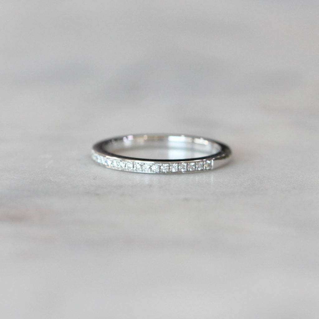  Diamond Bead set wedding band white gold