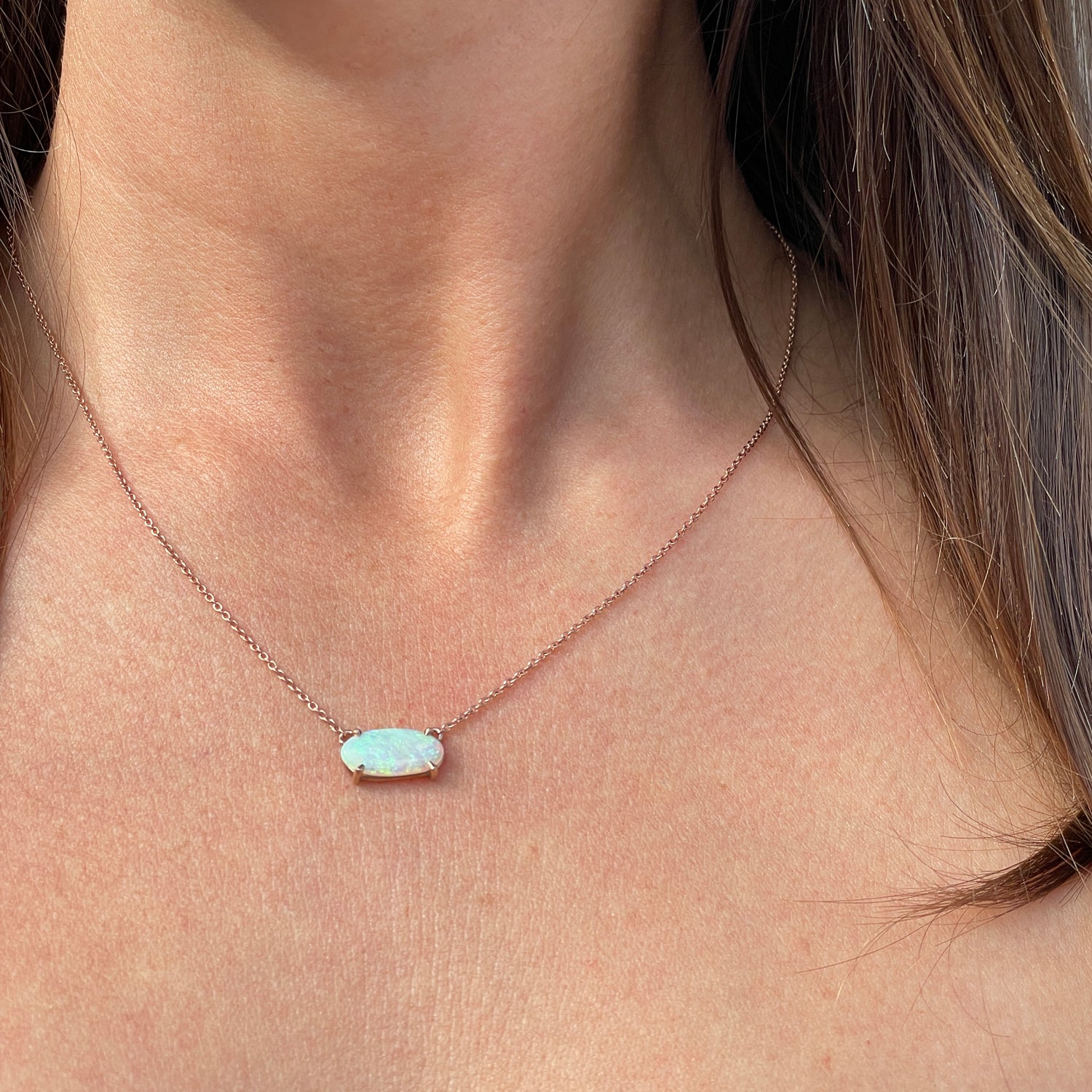 Aquamarine dangle necklace & Opal dangle necklace – jessicaweissjewelry