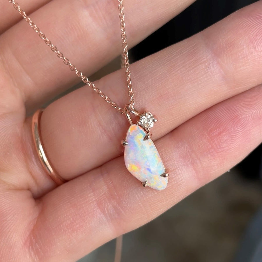 OPAL & CHAMPAGNE DIAMOND / FREE FORM NECKLACE