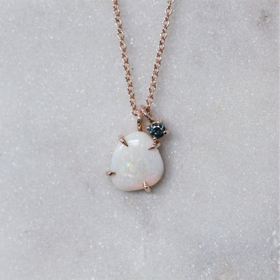 OPAL & SAPPHIRE / FREE FORM NECKLACE