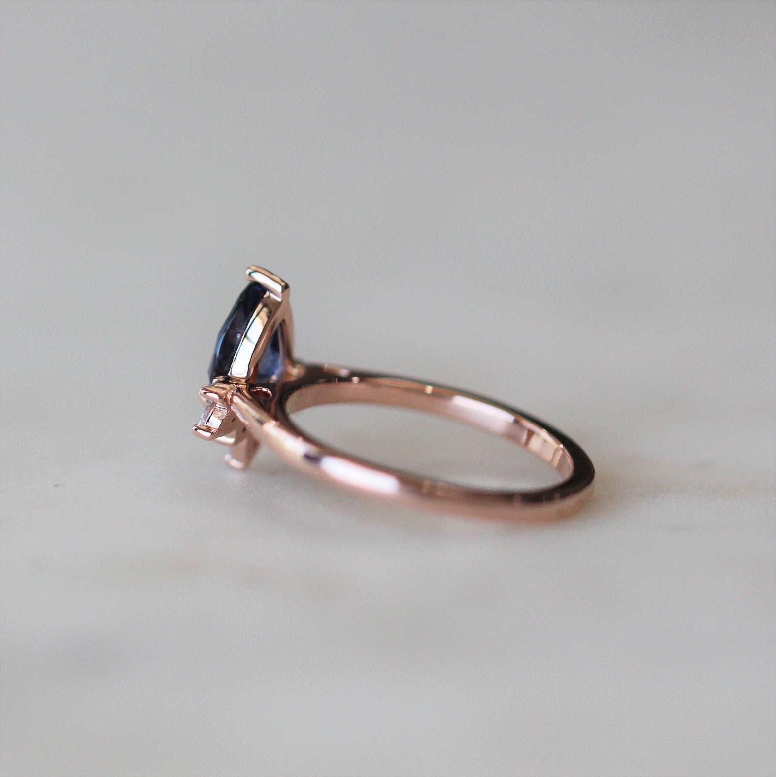 LILAC SPINEL HALF HALO RING