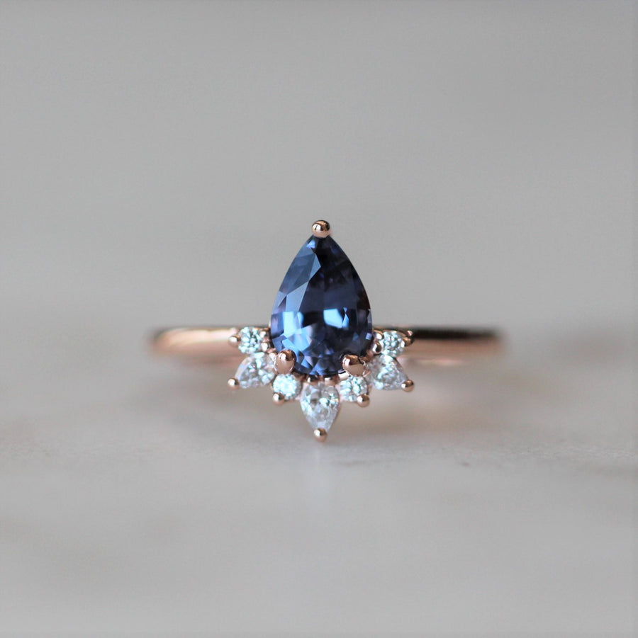 LILAC SPINEL HALF HALO RING