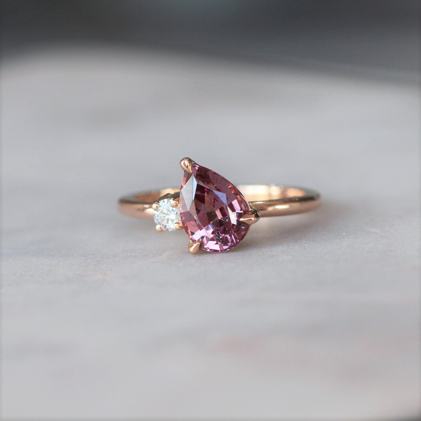 MALAYA GARNET & DIAMOND RING
