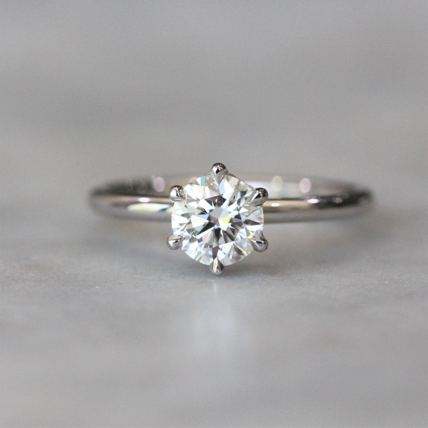 ROUND LAB CREATED / WHITE DIAMOND RING 0.87ct