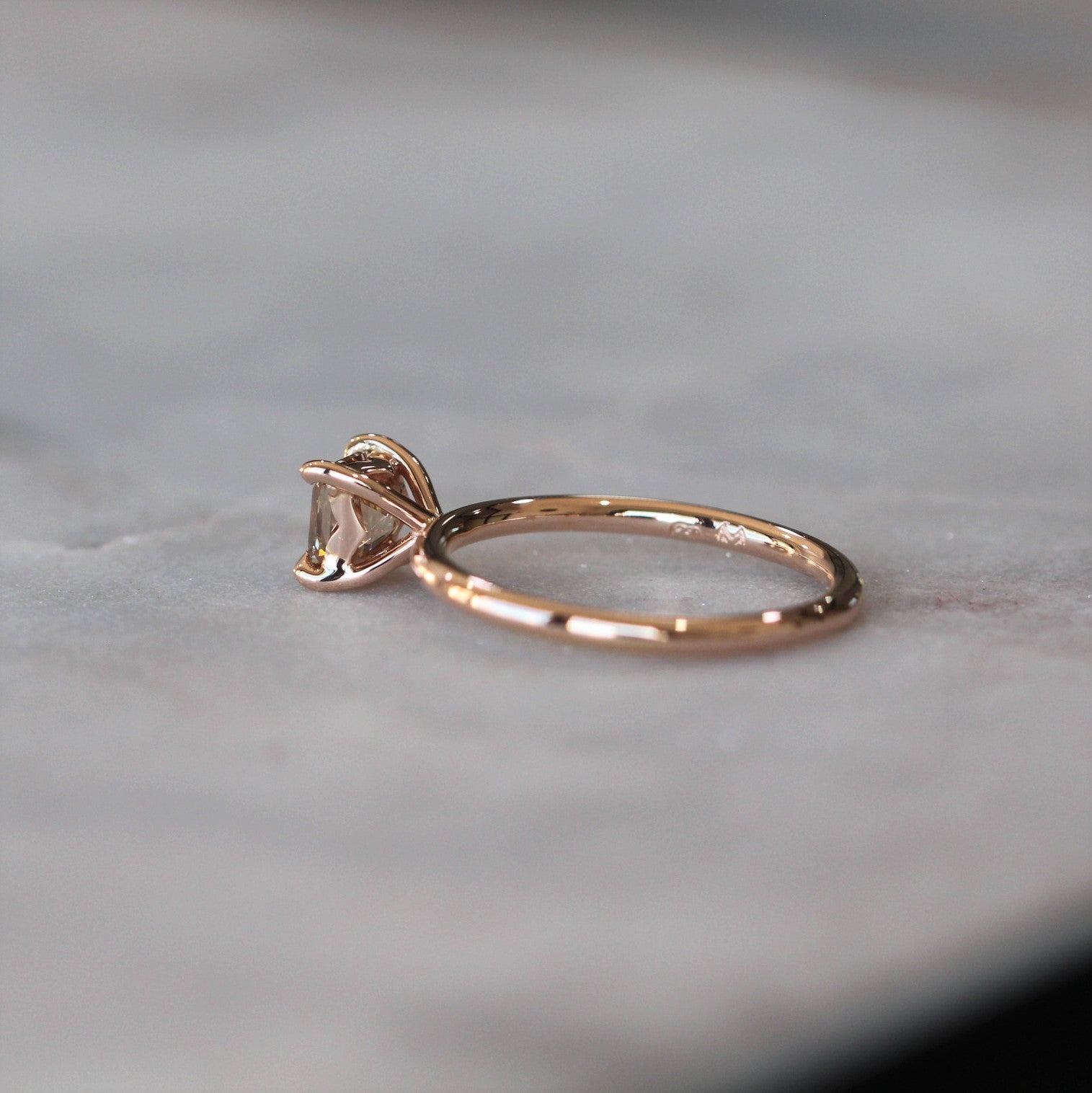 ASSCHER / ARGYLE CHAMPAGNE DIAMOND RING