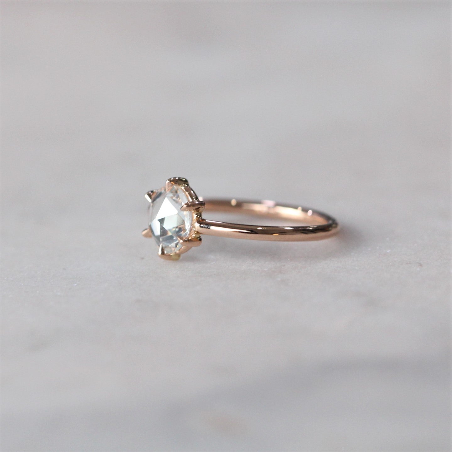ROUND / ROSE CUT WHITE SAPPHIRE RING