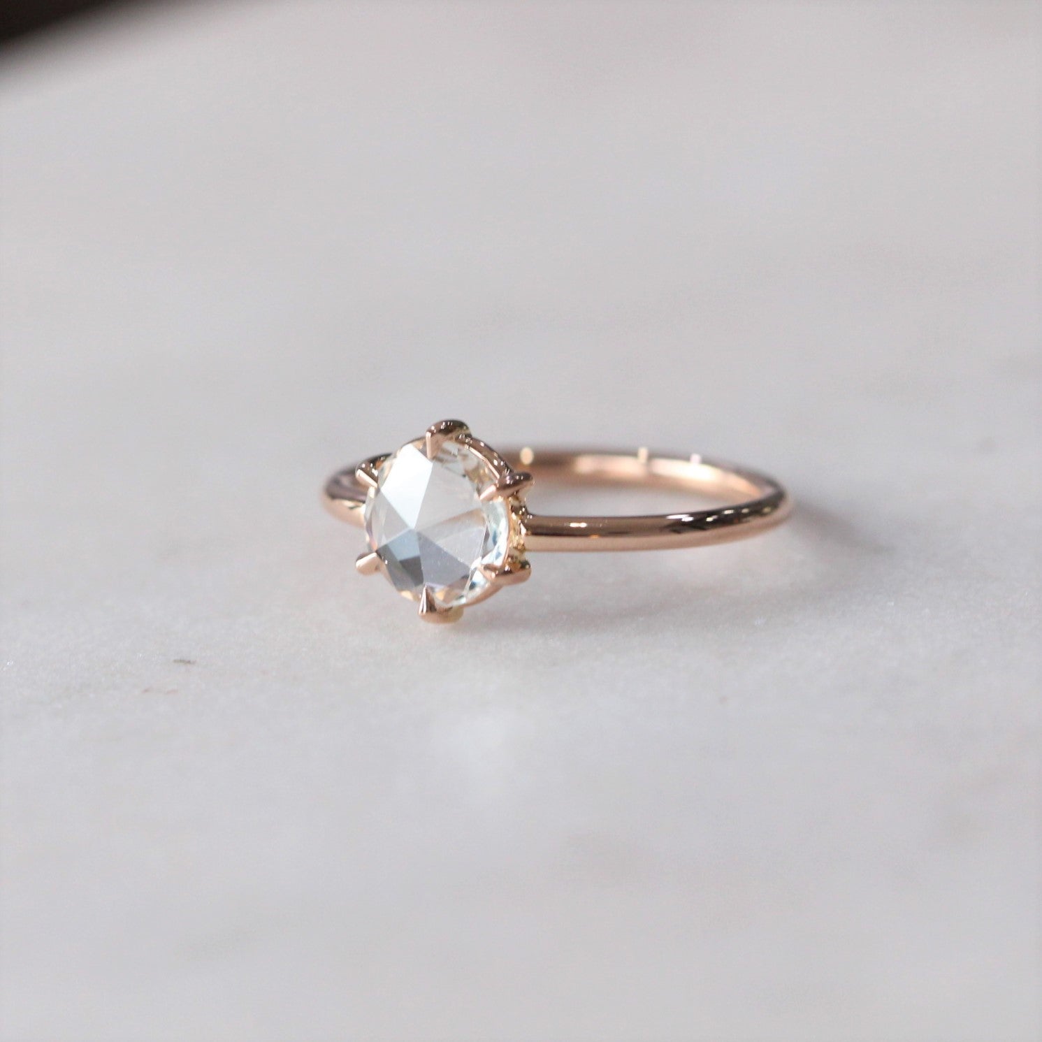 ROUND / ROSE CUT WHITE SAPPHIRE RING