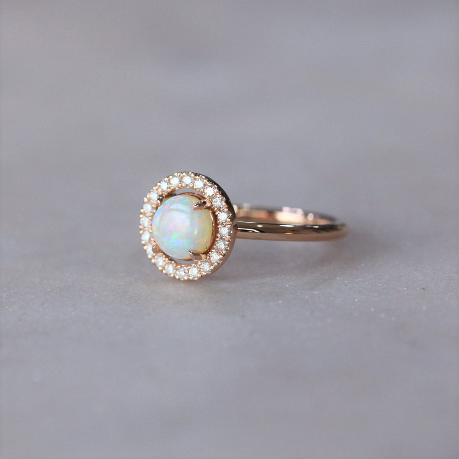 OPAL / DIAMOND HALO RING