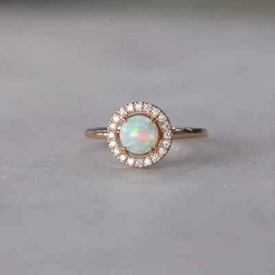 OPAL / DIAMOND HALO RING